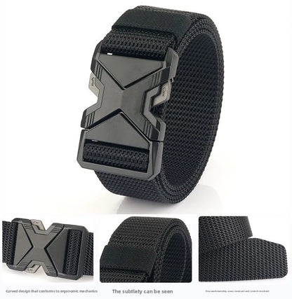 Men's Tactical Belt Nylon Braided Outdoor Training Military Belt Canva Casual Mountainee Trouser Pants Jeans Buckle Waist Belt