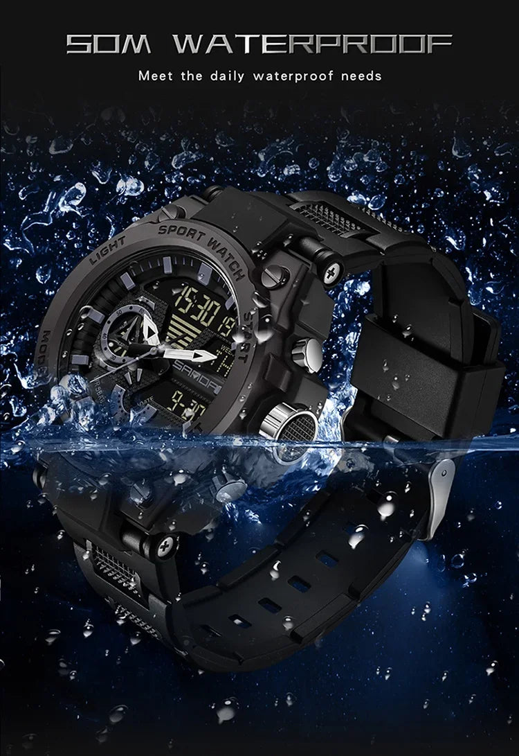 Sanda Men's Digital Fashion Waterproof Outdoor Sports Multifunctional Electronic Watch SD3302-12