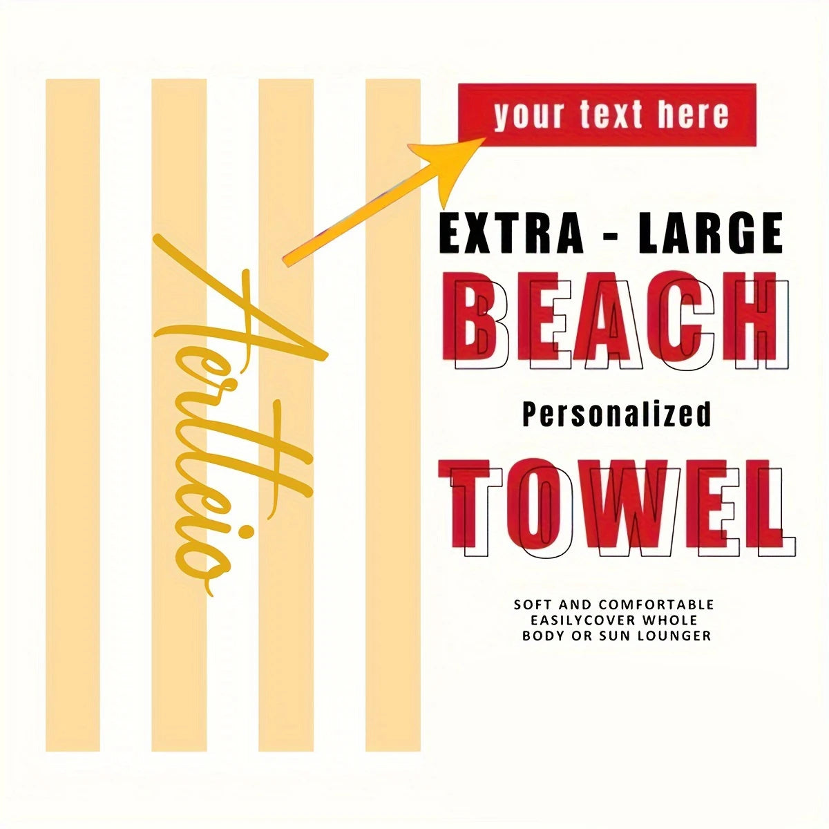 Personalized Striped Beach Towel Custom Name/Logo Microfiber Towel Thin Quick Dry Absorbent for Beach Swimming Yoga Bath Sports