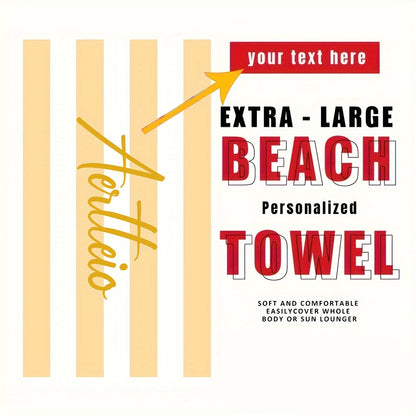 Personalized Striped Beach Towel Custom Name/Logo Microfiber Towel Thin Quick Dry Absorbent for Beach Swimming Yoga Bath Sports