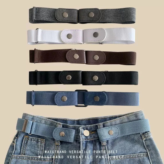 Elastic Adjustable Invisible Waist Belt Canvas Buckle-free Belt For Women Men No Buckle Easy Wear For Jeans Pants Dress