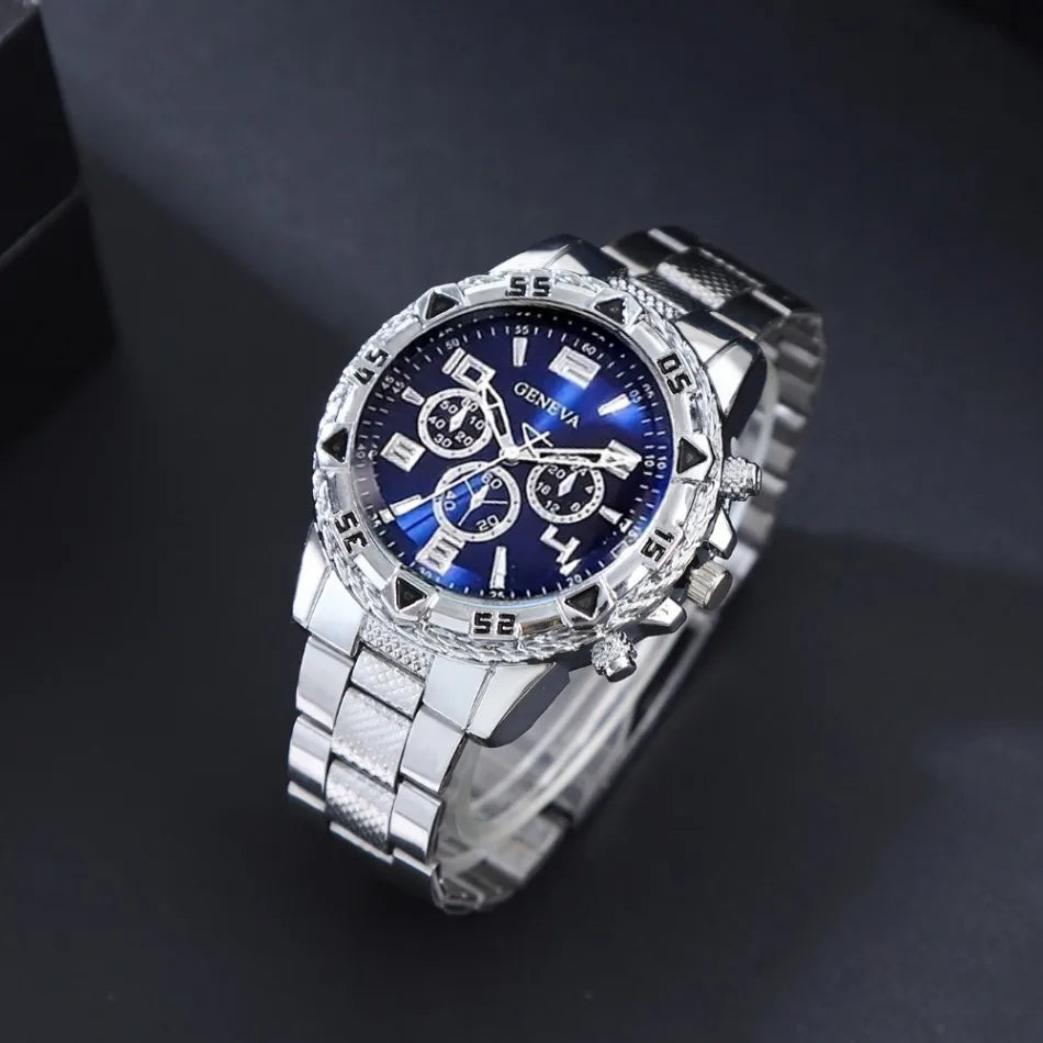 DEYROS 6 Pieces/Set Casual Fashion Men's Watch 6 Piece Set Quartz Men's Watch Alloy Strap Men's Ideal Gift Gift for Yourself