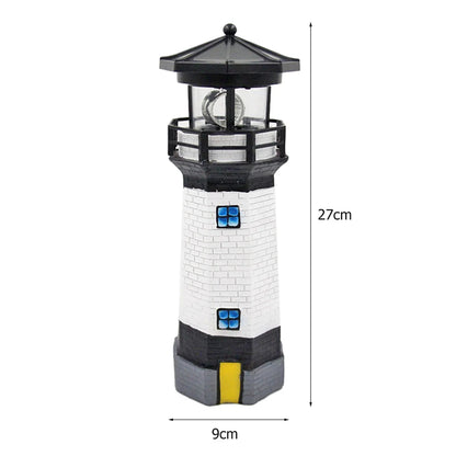 Lighthouse Shape Solar LED Light Garden Fence Yard Outdoor Adornment Smart Sensor Beacon Rotating Lamp Solar Light Decor