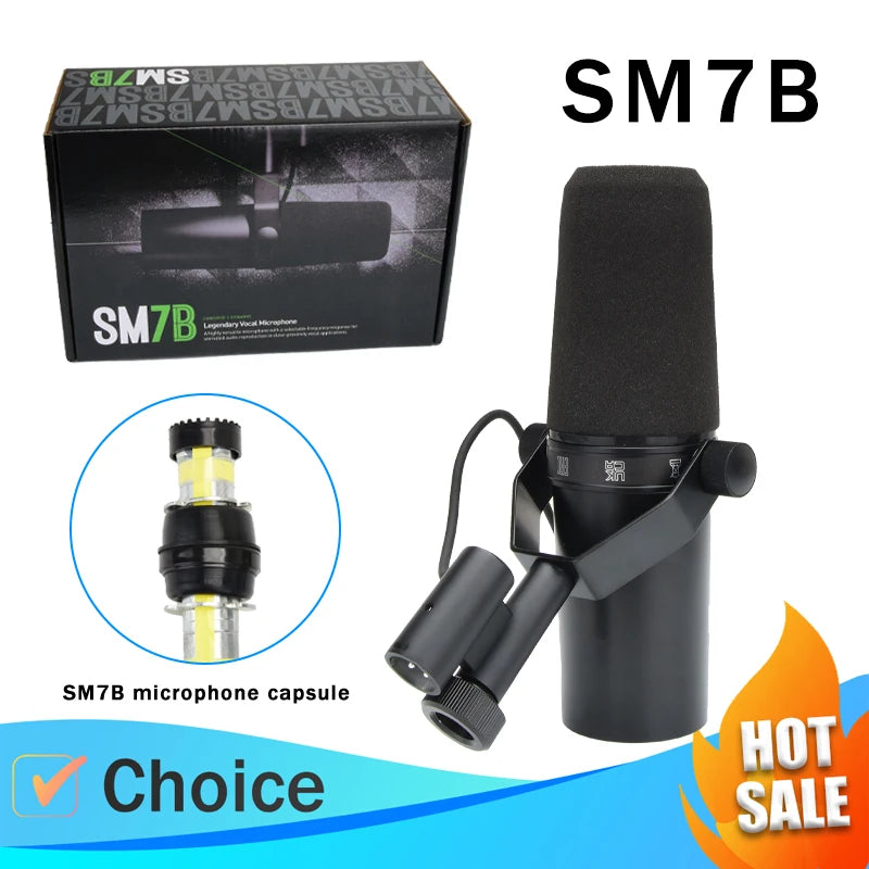 Metal SM7B/SM7DB Vocal Heart-Shaped Studio Dynamic Microphone For broadcast&Podcast&Game&Stream Media With Wide Frequency Range