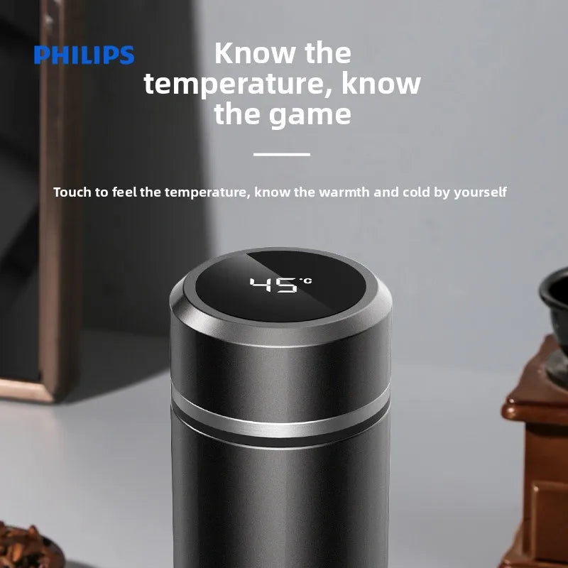 White Philips Smart Insulated Bottle Real-time Water Temperature Check Leakproof Men Women Daily Drinking water bottle