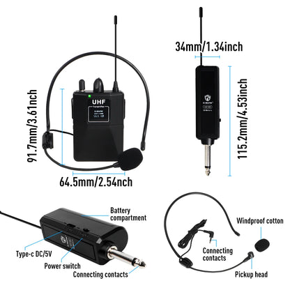 Wireless Transmitter System G-MARK GX100 Professional UHF headset Mic 50M For Party Show Stage Wedding Church