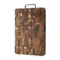 Large Acacia Wood Cutting Board, Checkerboard End Grain Butcher Block, Thick Reversible Wooden Chopping Board with Metal Handle