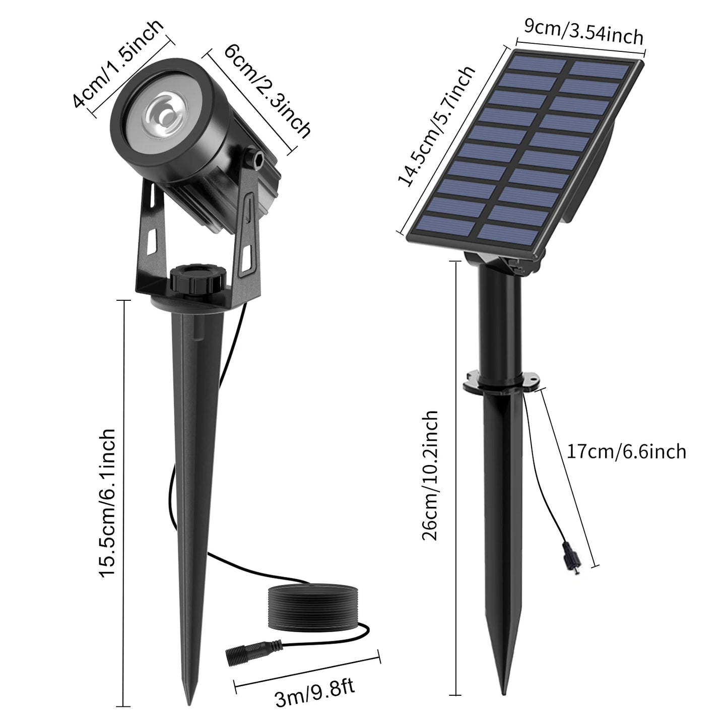 Solar Powered Spotlight IP65 Solar LED Light Outdoor Landscape Yard Garden Tree Separately Lamp Aluminum Anti Rust Solar Lamp