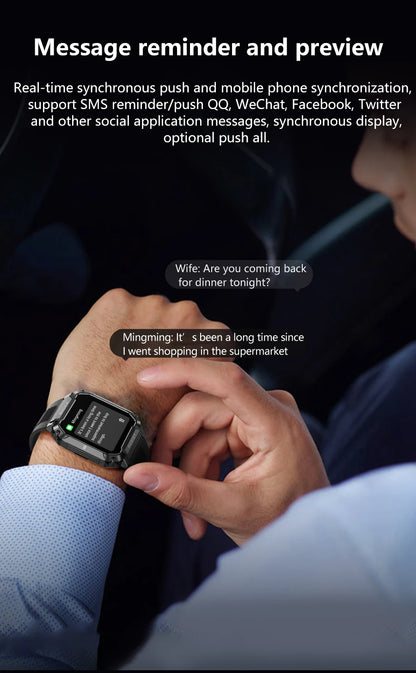LIGE nowy wytrzymały wojskowy smartwatch z połączeniami Bluetooth dla mężczyzn 1,95" ekran HD 100+ trybów sportowych monitorowanie zdrowia Smartwatch dla Androida i iOS