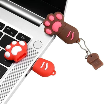 Silicone Cat Claw Cartoon USB Drive USB 2.0 Flash Drive 8GB Girl Specific Pen Driver 128GB 64GB Key Chain Memory Stick USB Stick