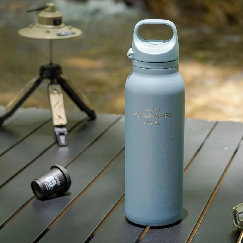 JUSTINLAU 600ML Insulated Bottle with Pop-up Lid Stainless Steel Keep Hot＆Cold Thermal Mug Outdoor Sports/Travel Water Cups