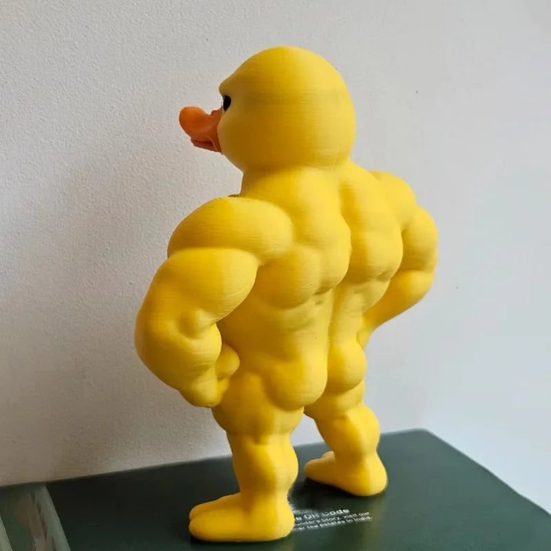 Muscle Duck Statue -3D Desktop Decor Cute Bookshelf Whimsical Figurine Multifunctional Indoor/Outdoor Decoration, Home Accessory