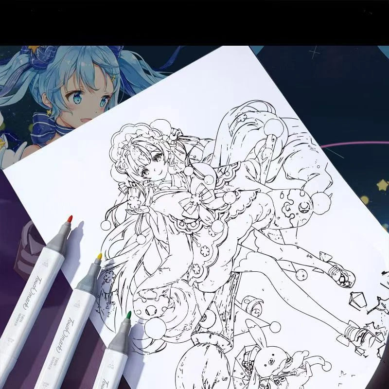 Hatsune Miku Characters Colorful Cartoon Art Book for Drawing and Improving Your Skills