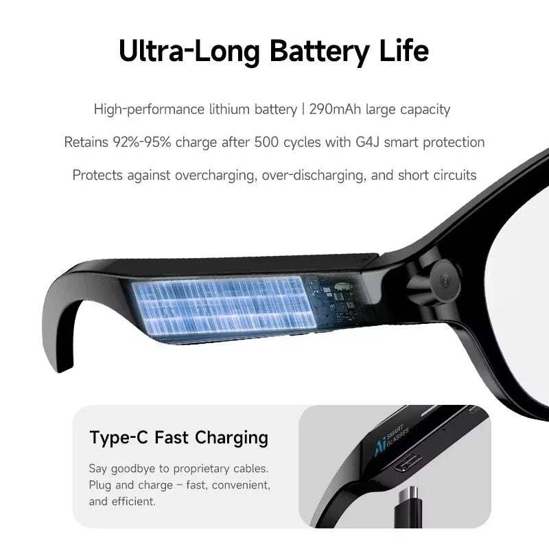 Lenovo Smart AI Glasses 8K 1600W Camera Record Bluetooth Calling Music Player Sunglasses Color Change AI Translation Glasses Men