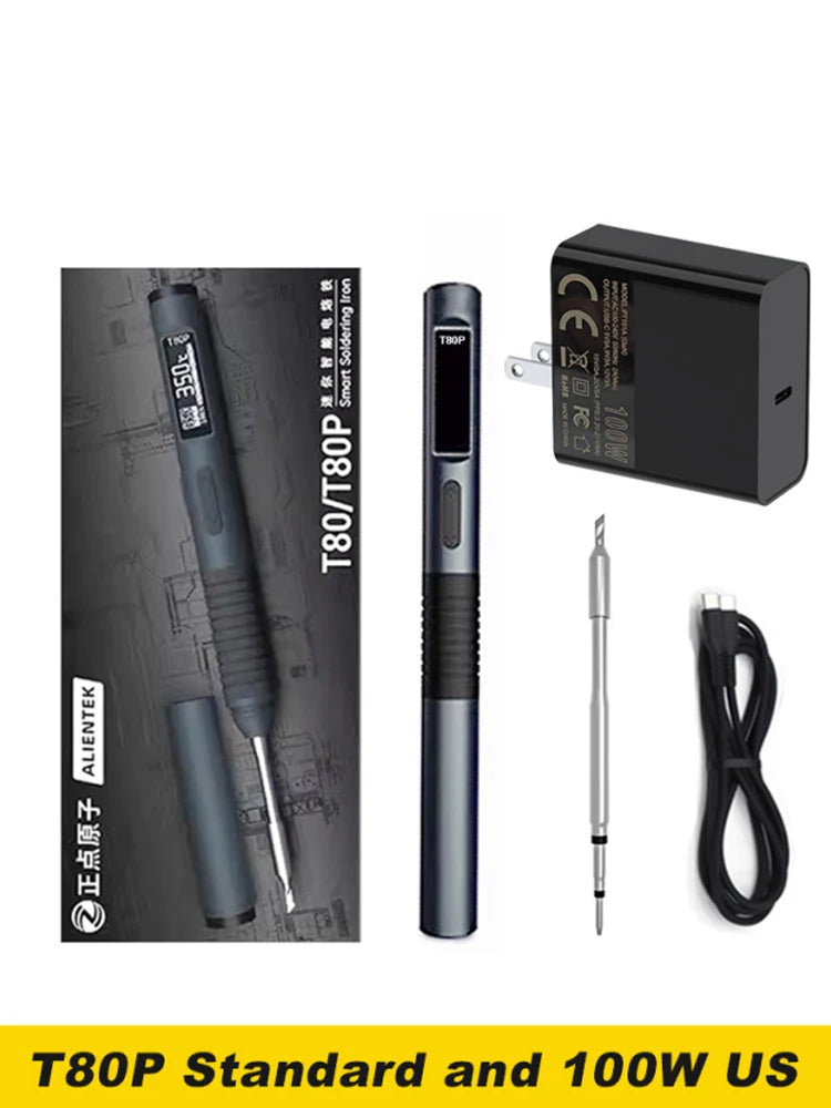 ALIENTEK T80P Soldering Iron Electric 100W Adjustable Digital Display Automatic Sleep PCB Precision Soldering Iron Repair Tool