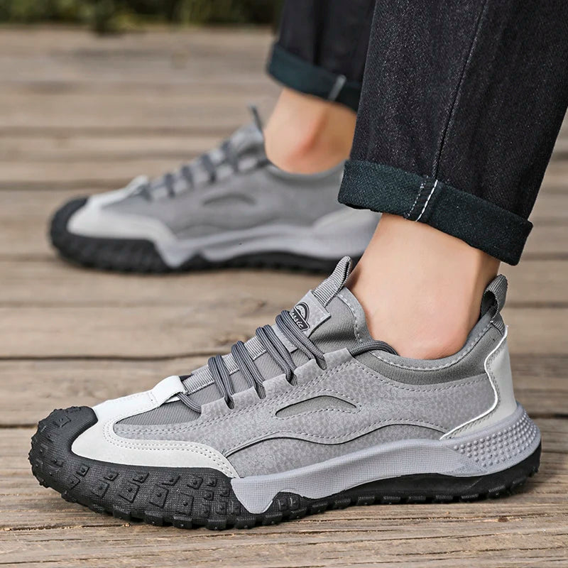 Men's Beige Breathable Sports Board Shoes Autumn 2026 Fashionable Versatile Thick Sole Canvas Lace-Up Casual Running Shoes