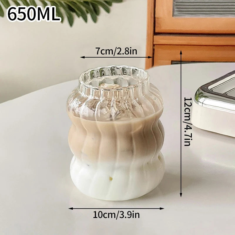 1/6pcs Japanese Glass Cup Milk Coffee Glass Mug Transparent Mug Beer Ins Water Drinking Cup Kitchen Accessory Water Glass Cups
