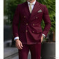 Elegant 2 Piece Wedding Men Suits Slim Fit Peak Lapel Double Breasted Blazer Pants Formal Business Groom Tuxedos Office Dinner