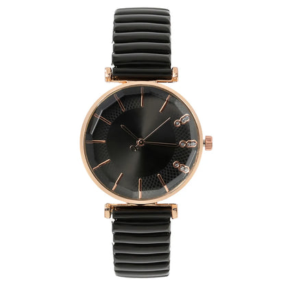 Luxury Treasure Blue Crystal Ladies Quartz Watch - Casual Stainless Steel Stretch Strap Fashion Women's Dress Clock