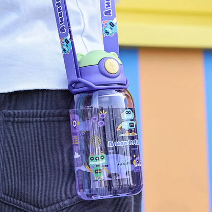 Cute Kids Water Bottle with Straw Free BPA Leakproof Outdoor Portable Children's Cups School Water Bottle for Children