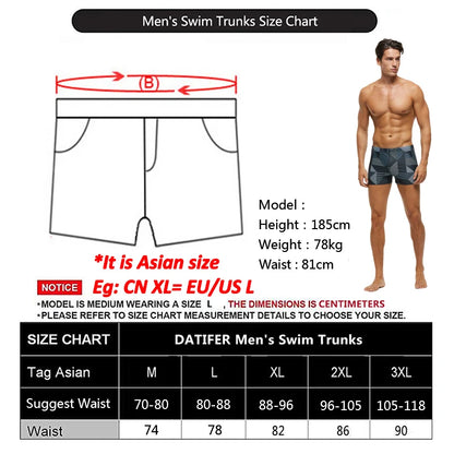 Datifer Brand 2026 Hot Sale Man Swimtrunks Breathable Adjustable Elastic Swimwear Male Swim Briefs  Bañador Hombres Short