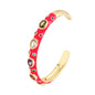 Fashionable Multicolor Gold Plated Gemstone Charm Bangle,Fine Colorful Enamel Open Adjustable Bracelet Jewelry Supply  Q35