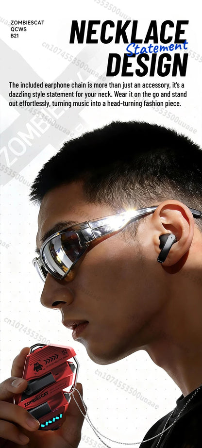 Zombies Cat Real Time Ai Translator Headphone Alloy Mecha Bluetooth 6.0 Earphone Immersive Stereo TWS Wireless Earbuds with APP