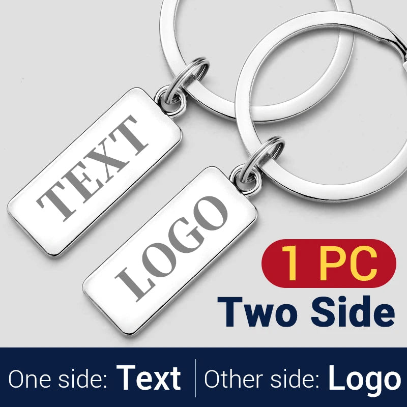 Customized Engraved Name Plate Number Keychain For Car Logo Personalized Anti-lost Keyring Key Chain Ring Best Gift P009C