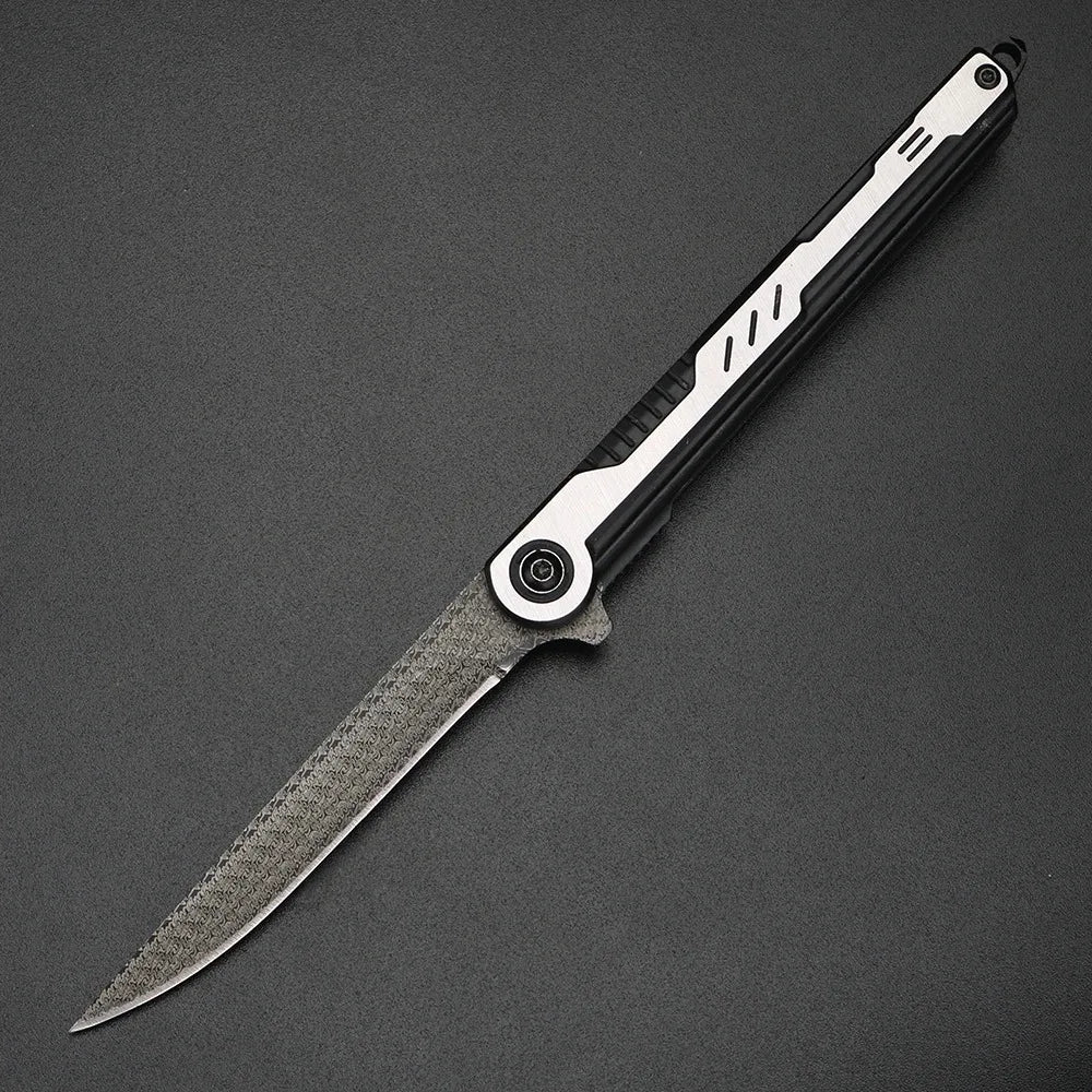 2025 NEW M390 Steel Feather Pattern Folding Knife Outdoor Camping Pocket Knife Portable Fruit Knife High Hardness Folding Knife