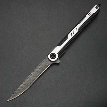 2025 NEW M390 Steel Feather Pattern Folding Knife Outdoor Camping Pocket Knife Portable Fruit Knife High Hardness Folding Knife