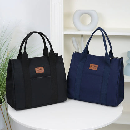 Solid Color Lunch Bag, Tote Bag with Foil Inner Zipper Closure Large Capacity Portable, Work, School, Utility Bag with Meals