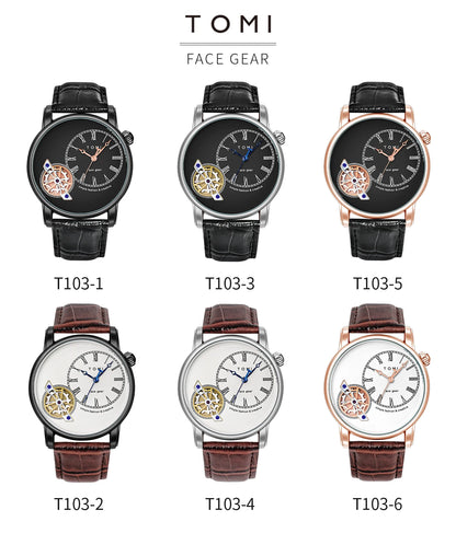 TOMI Set Gift Box Luxury and Fashionable Men's Quartz Watch Leisure Calendar Double Strap Quartz Watch Festival Gift