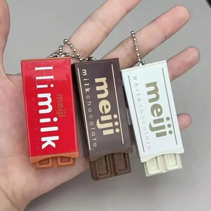Fidget Toy Simulated Meiji Chocolate Bendy Snap-And-Play Stress Relief Jp Style Keychain Pendant Funny Gifts Creative Gadgets