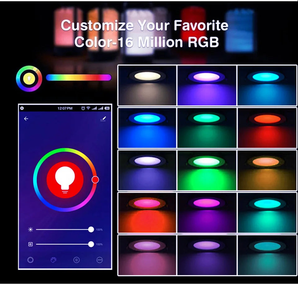 Tuya WiFi ZigBee LED Downlight 5W 7W 10W 15W RGB Smart Ceiling Lamp AC85-265V Dimmable APP Remote Control Smart Life For Bedroom