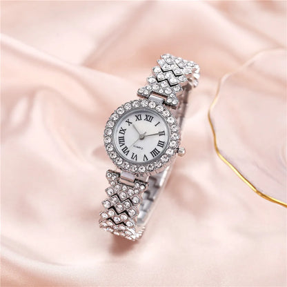 2PCS Women's Watch Fashion Rhinestone Ladies Analog Quartz Watches Bracelet Set Reloj Mujer Girls Clock Gift Relogio Feminino