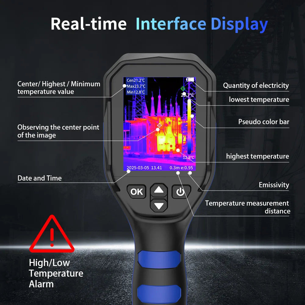 BOSEAN Thermal Imaging Camera with 256x196 IR Resolution, 25Hz, ＜40mK, 16GB Memory, -4℉ to 1022℉ for Maintenance, HVAC