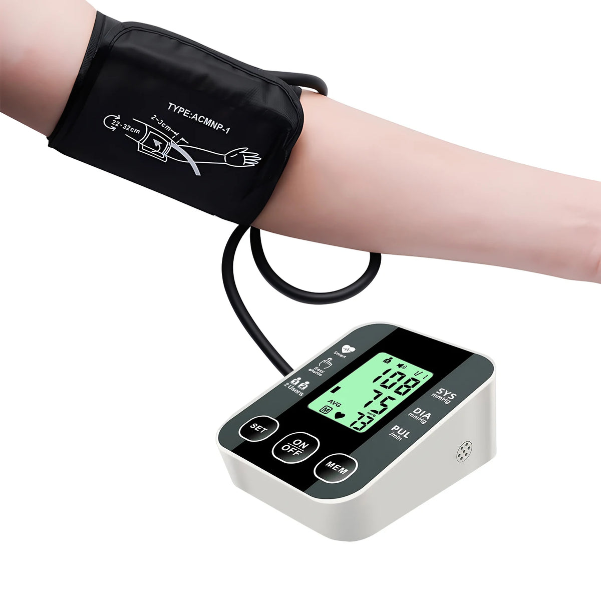Digital Upper Arm Blood Pressure Monitor Bp Meter Machine Health Heart Rate Monitor Automatic Sphygmomanometer With LCD Display