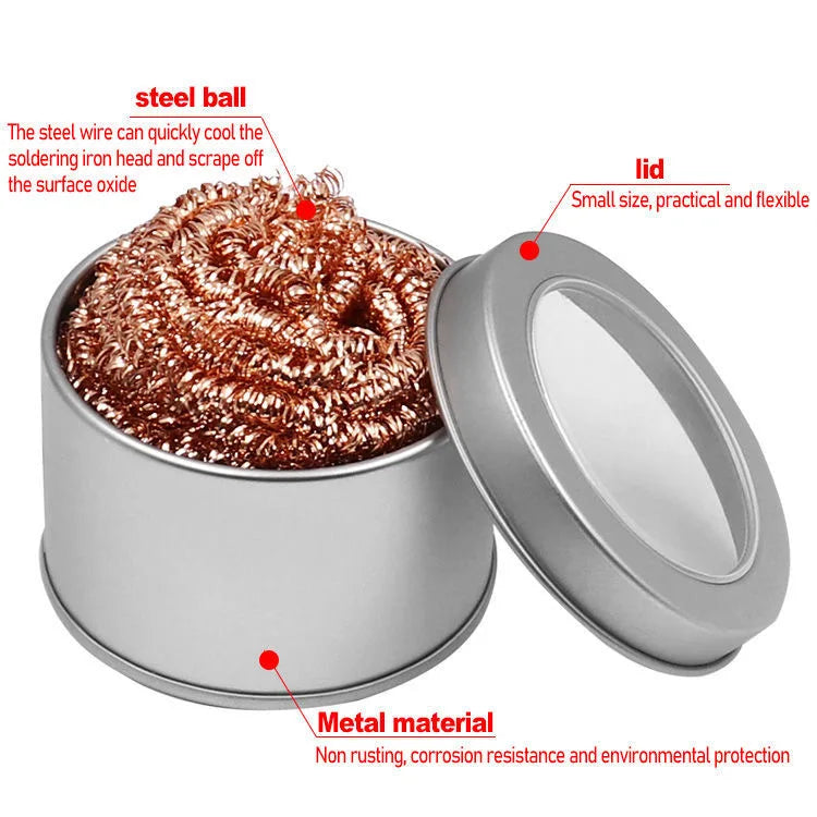 Soldering Iron Tip Cleaner Desoldering Cleaning Ball Tin Remover Soldering Iron Mesh Filter Welding Metal Wire Stand Steel Ball