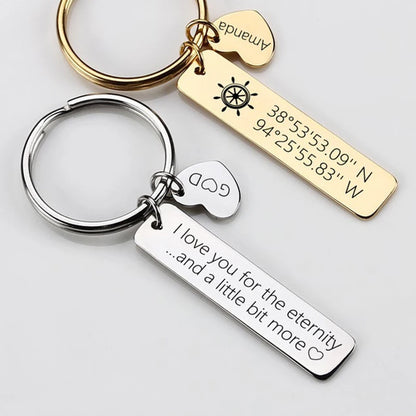 Custom Engraved LOGO Stainless Steel Name Keychain Personalized Customized Products Fashion Love Key Ring Gift Wholesale