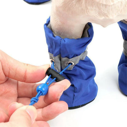 Dog Shoes 4pcs Waterproof Anti-Slip, Winter Warm Boots with Socks, Breathable Soft Pet Outdoor Accessories