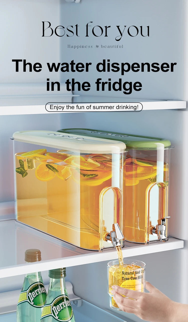 UFORU Leakproof Refrigerator Water Jug Large Capacity Food Grade Beverage Dispenser with Tap for Kitchen Fridge