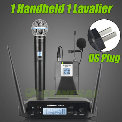 SENNESAI GLXD24 B58 Professional Dual Wireless Microphone 600-699MHz System Stage Performances UHF Dynamic 2 Channel Handheld