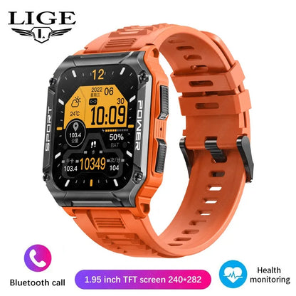 LIGE nowy wytrzymały wojskowy smartwatch z połączeniami Bluetooth dla mężczyzn 1,95" ekran HD 100+ trybów sportowych monitorowanie zdrowia Smartwatch dla Androida i iOS