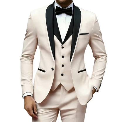 New Men's 3 Piece Suit Business Formal Set, Groom & Groomsman Wedding Suit, Elegant Prom & Party Outfit