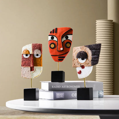 Abstract Facial Art Ornaments INS Nordic Style Home Resin Crafts Creative Living Room Wine Cabinet Decoration and Decoration