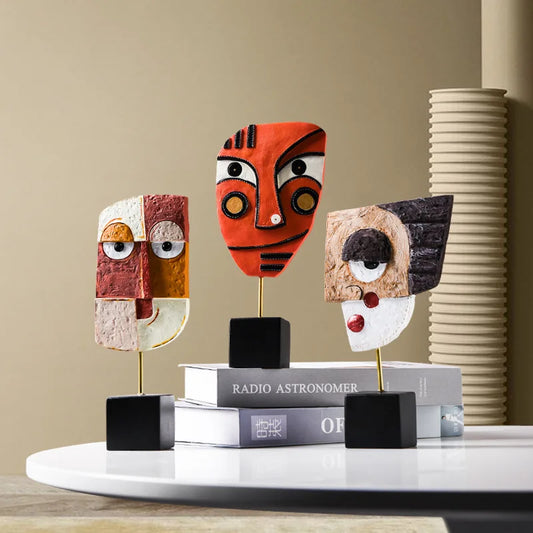 Abstract Facial Art Ornaments INS Nordic Style Home Resin Crafts Creative Living Room Wine Cabinet Decoration and Decoration