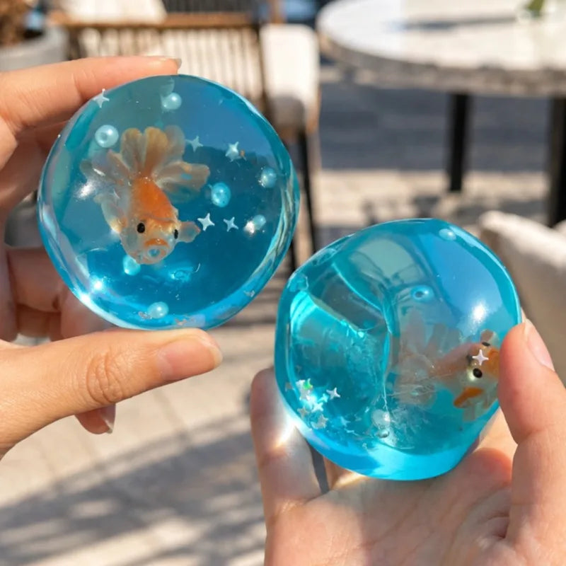 Coconut Oil Goldfish Stress Ball Moldable Squishy Transparency Maltose Squeeze Toy Fun Anti-stress Sensory Toy for Adult Gifts