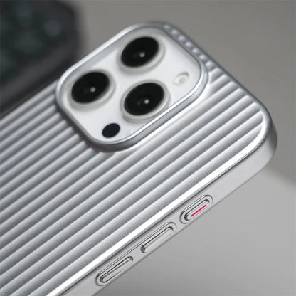 Luxury Stripes Metallic Paint Armor Case For iPhone 17 Air 16 15 14 13 Pro Max Shockproof Camera Protective Slim Matte PC Funda