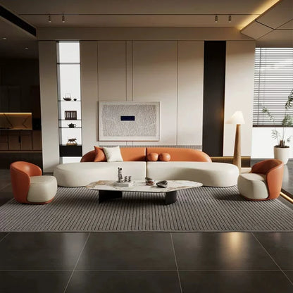 Italian Luxury Curved Sofa Modern Simple Hotel Homestay Lounge Office Sofa Designer Office Furniture أثاث مكتبات FYOS