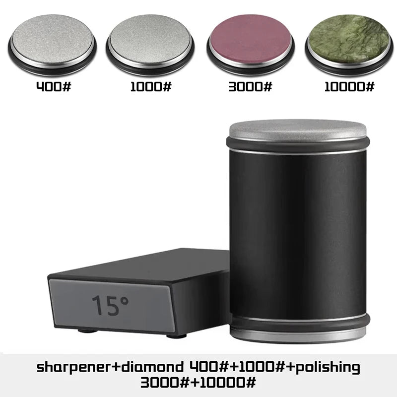 Niiruo Rolling Knife Sharpener Double Sided Diamond Sharpening Stone 15_20° Degree Magnetic Angle Roller Sharpening for Kitchen